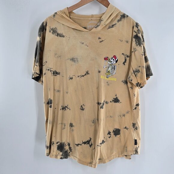 Bad Decisions Tie-Dye Hooded T-Shirt Gold Black Size L Short Sleeve Pullover VGC - Picture 1 of 6
